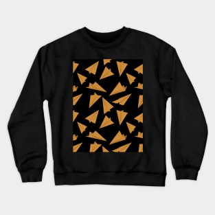 Paper Planes Pattern Golden Black Crewneck Sweatshirt